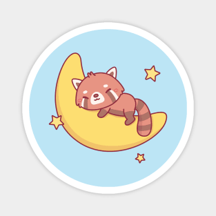 Cute Red Panda Sleeping On The Moon Magnet